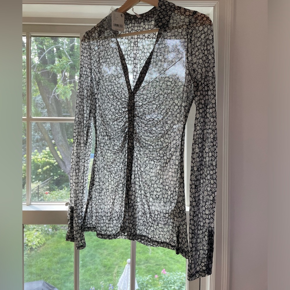 NWT Free People sheer button-down